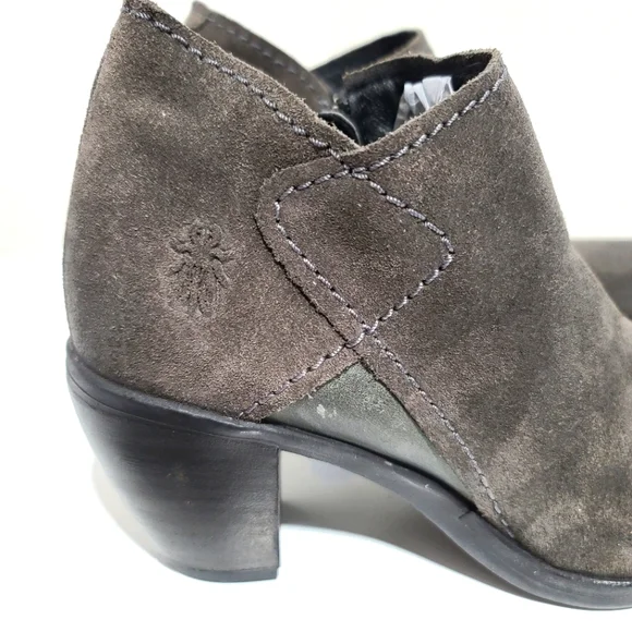 FLY LONDON Suede Gray Ankle Heeled Booties - Picture 5 of 10